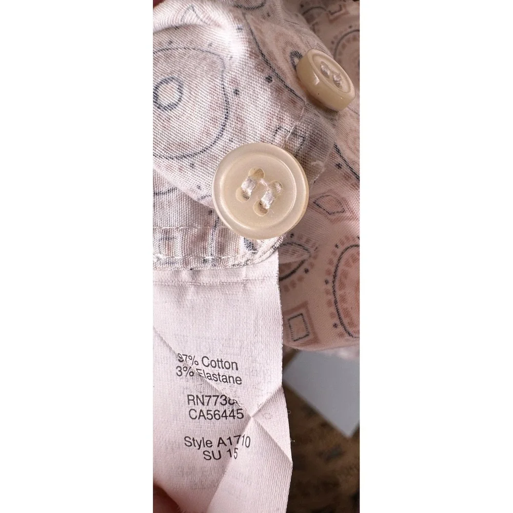 J.Crew Haberdashery Geometric Print Button-Up Shirt‎ Small Beige Tan Cotton